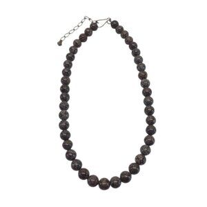 Vintage Jay King Picture Jasper Beaded Necklace Sterling Silver DRT 925 Heavy